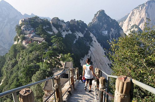 Bajando por la vía ferrata Hua Shan