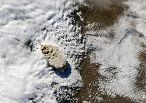 Vista del volcán Puyehue desde satélite NASA