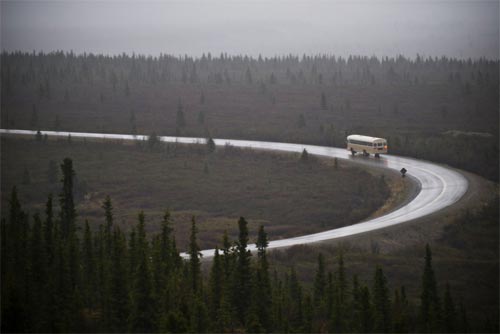 Bus turístico en el Parque Nacional Denali