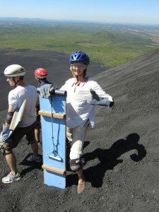 Preparándose para descender el volcán