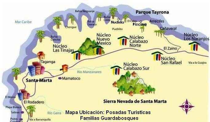 Mapa del Parque Nacional de Tayrona