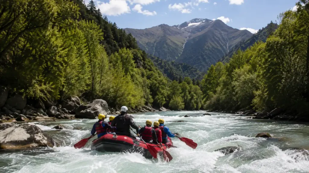 Rafting en un entorno de montaña inspirado en el Pallars Sobirà y el río Noguera Pallaresa